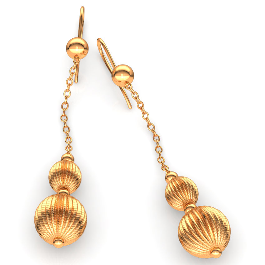 Sleek Beaded Gold Drop Earrings