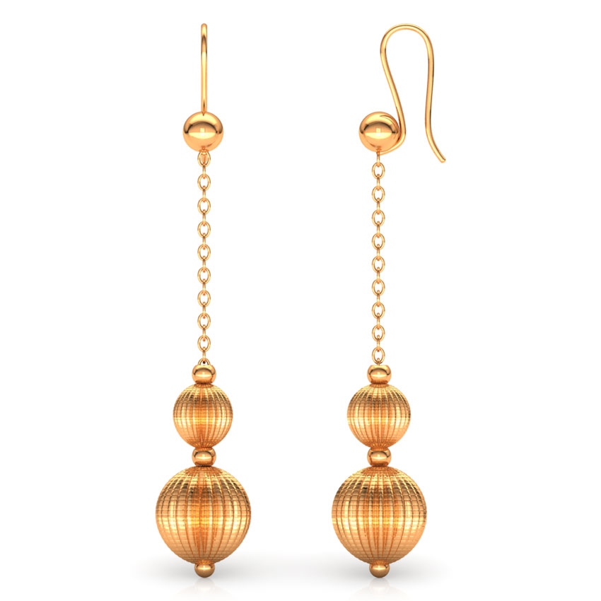 Sleek Beaded Gold Drop Earrings