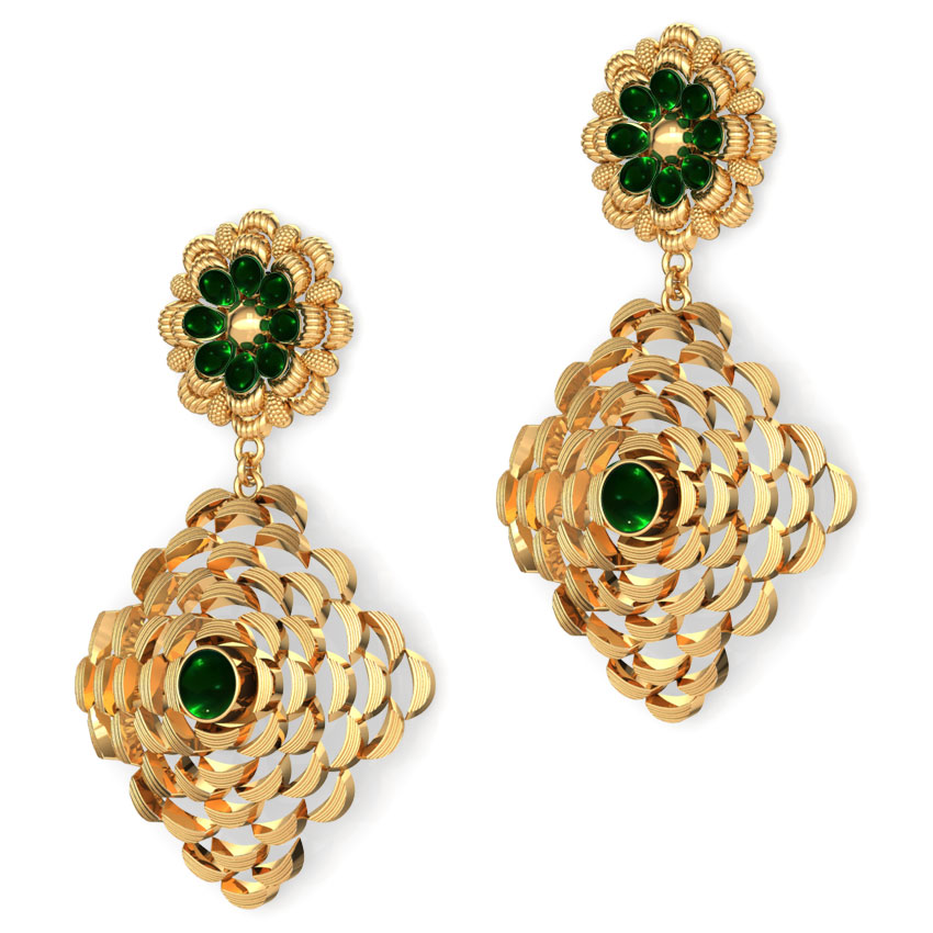 Curl Floral Gold Drop Earrings