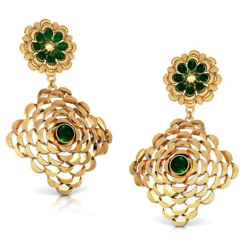 Curl Floral Gold Drop Earrings