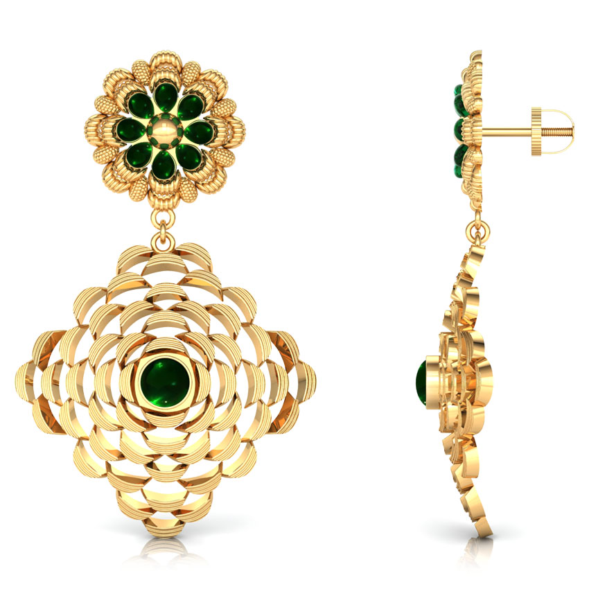 Curl Floral Gold Drop Earrings