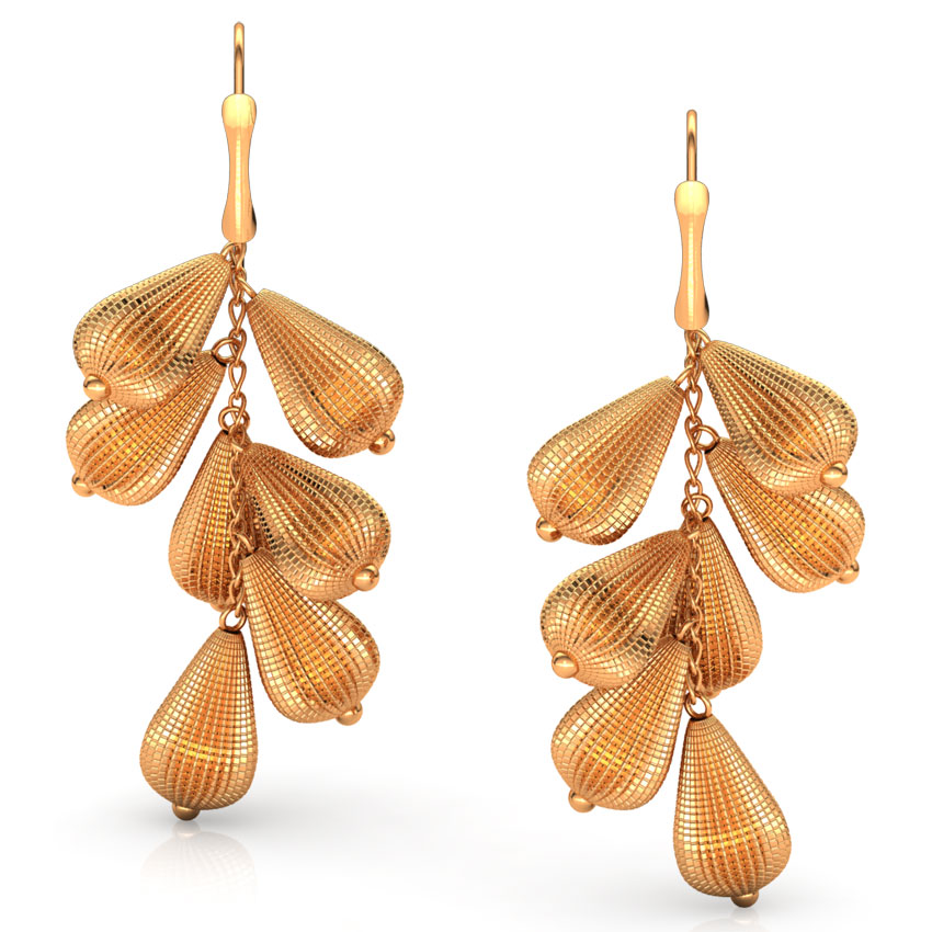 Bunched Beads Gold Drop Earrings Bunched Beads Gold Drop Earrings