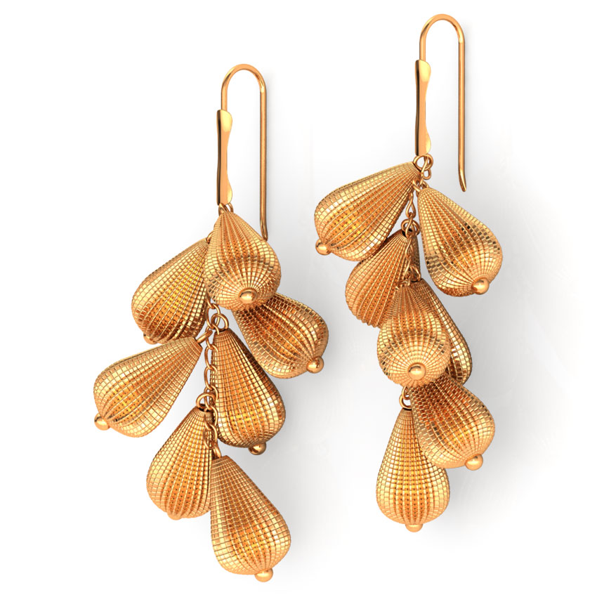 Bunched Beads Gold Drop Earrings Bunched Beads Gold Drop Earrings