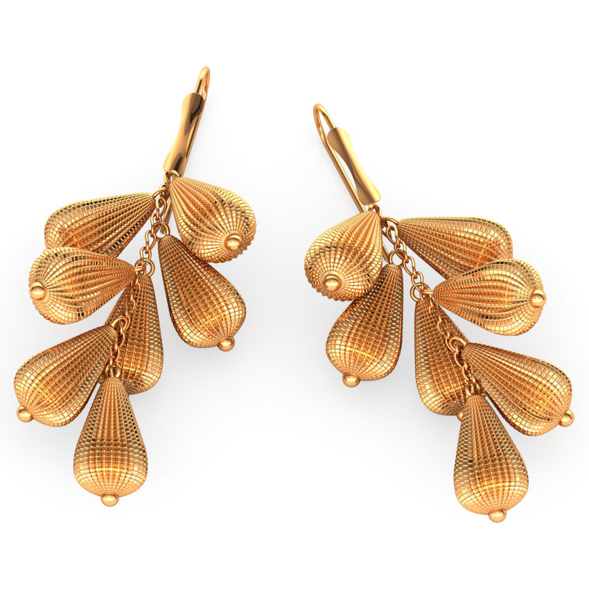 Bunched Beads Gold Drop Earrings Bunched Beads Gold Drop Earrings