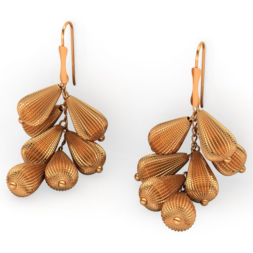 Bunched Beads Gold Drop Earrings Bunched Beads Gold Drop Earrings