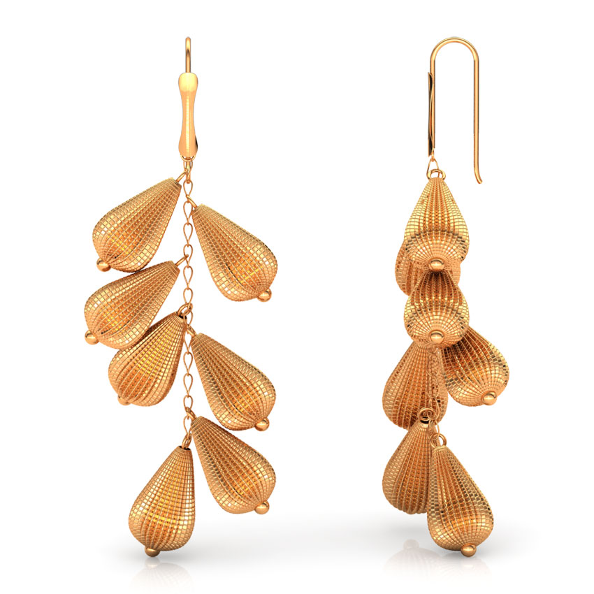 Bunched Beads Gold Drop Earrings Bunched Beads Gold Drop Earrings