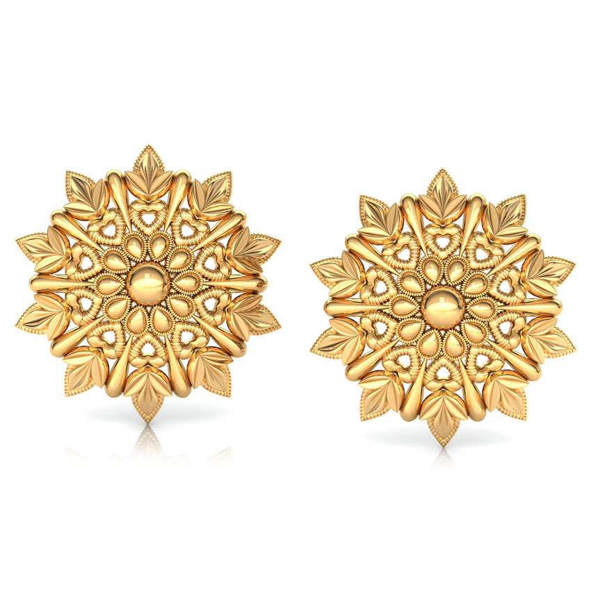 Bloom and Leaf Gold Stud Earrings Bloom and Leaf Gold Stud Earrings