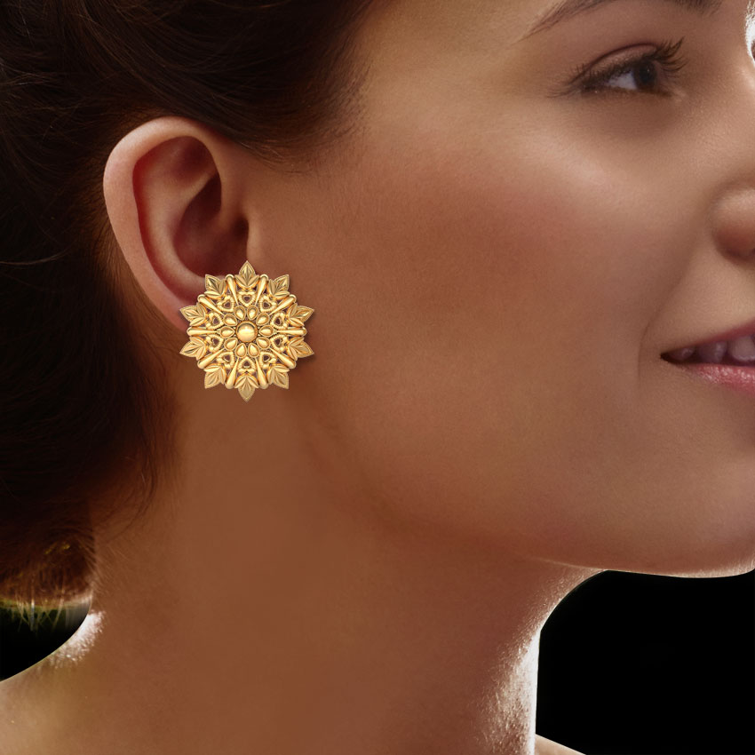 Bloom and Leaf Gold Stud Earrings Bloom and Leaf Gold Stud Earrings