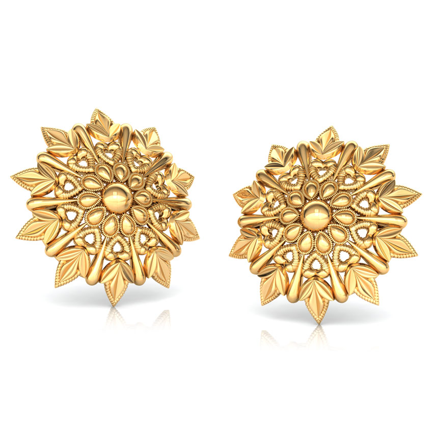 Bloom and Leaf Gold Stud Earrings Bloom and Leaf Gold Stud Earrings