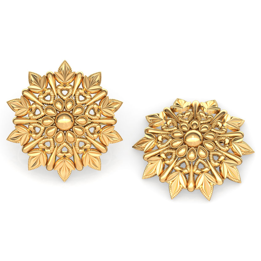 Bloom and Leaf Gold Stud Earrings Bloom and Leaf Gold Stud Earrings
