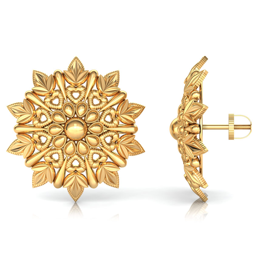 Bloom and Leaf Gold Stud Earrings Bloom and Leaf Gold Stud Earrings