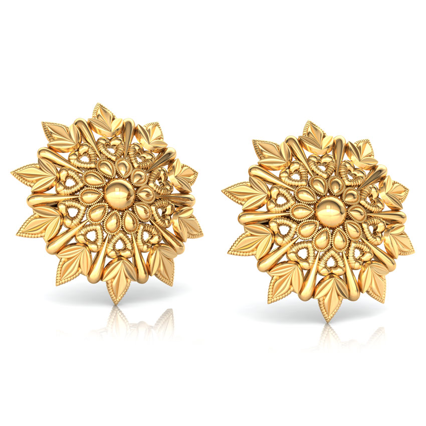 Bloom and Leaf Gold Stud Earrings Bloom and Leaf Gold Stud Earrings