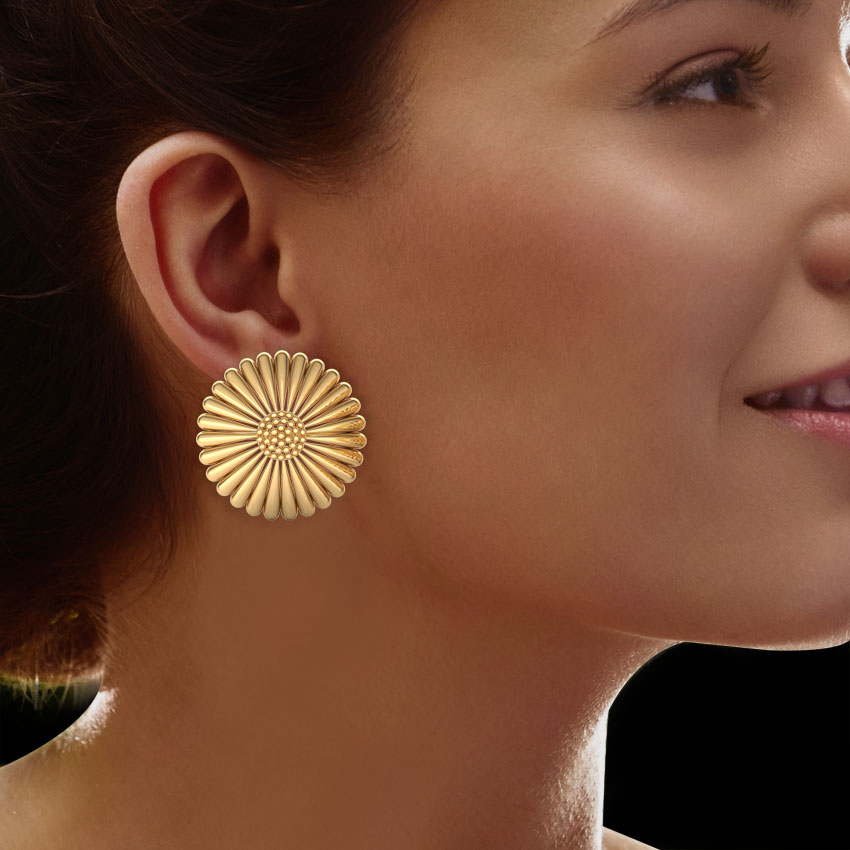 Tapered Cone Gold Stud Earrings