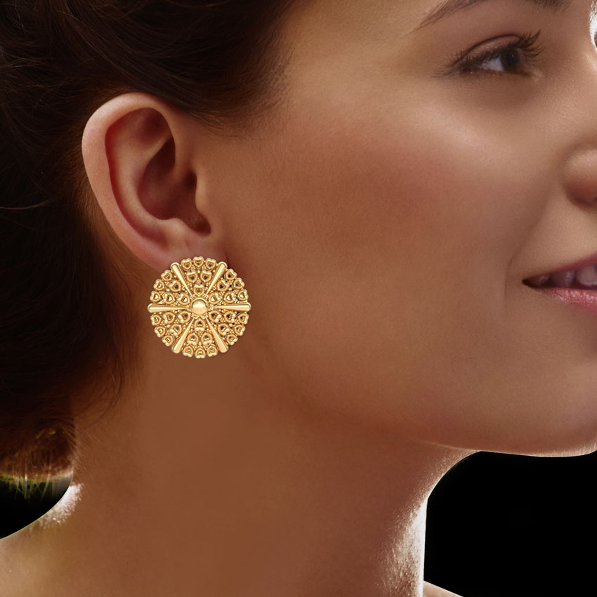 Miligrain Scroll Gold Stud Earrings Miligrain Scroll Gold Stud Earrings