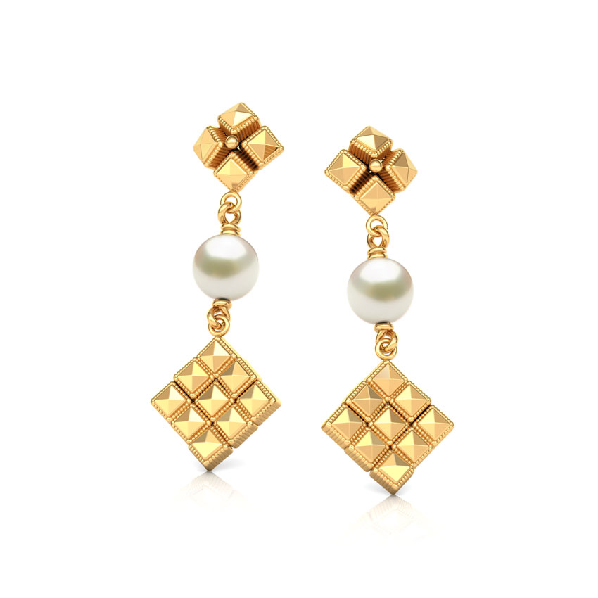 Faceted Wedge Gold Drop Earrings