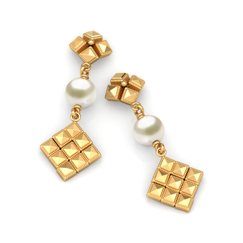 Faceted Wedge Gold Drop Earrings