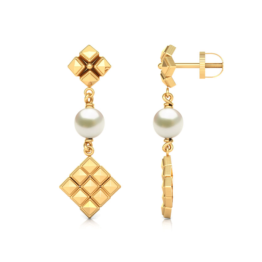 Faceted Wedge Gold Drop Earrings