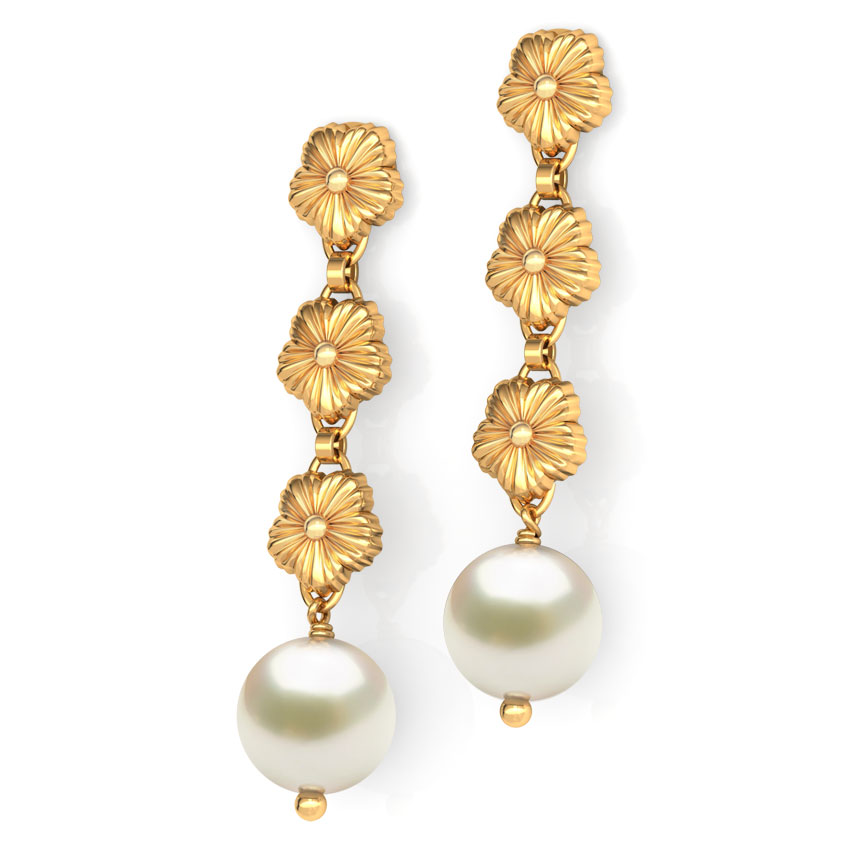 Trio Floret Gold Drop Earrings