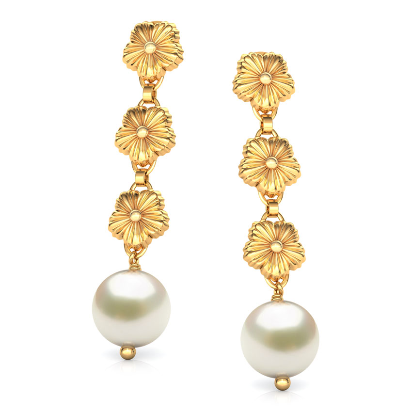 Trio Floret Gold Drop Earrings