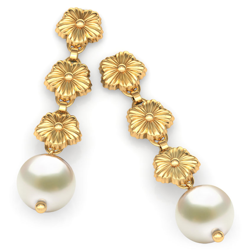 Trio Floret Gold Drop Earrings
