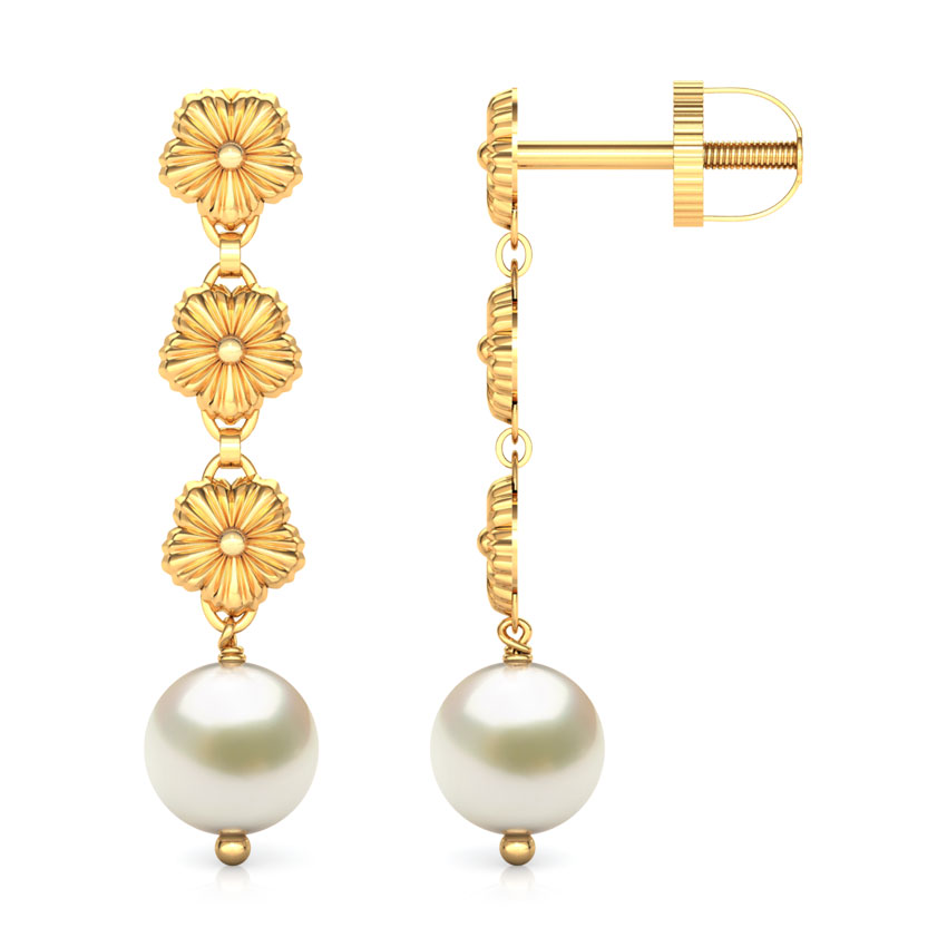 Trio Floret Gold Drop Earrings