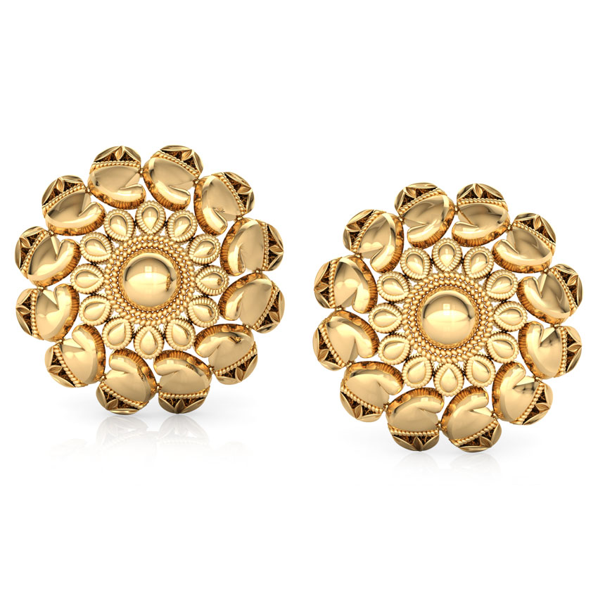 Cluster and Paisley Gold Stud Earrings