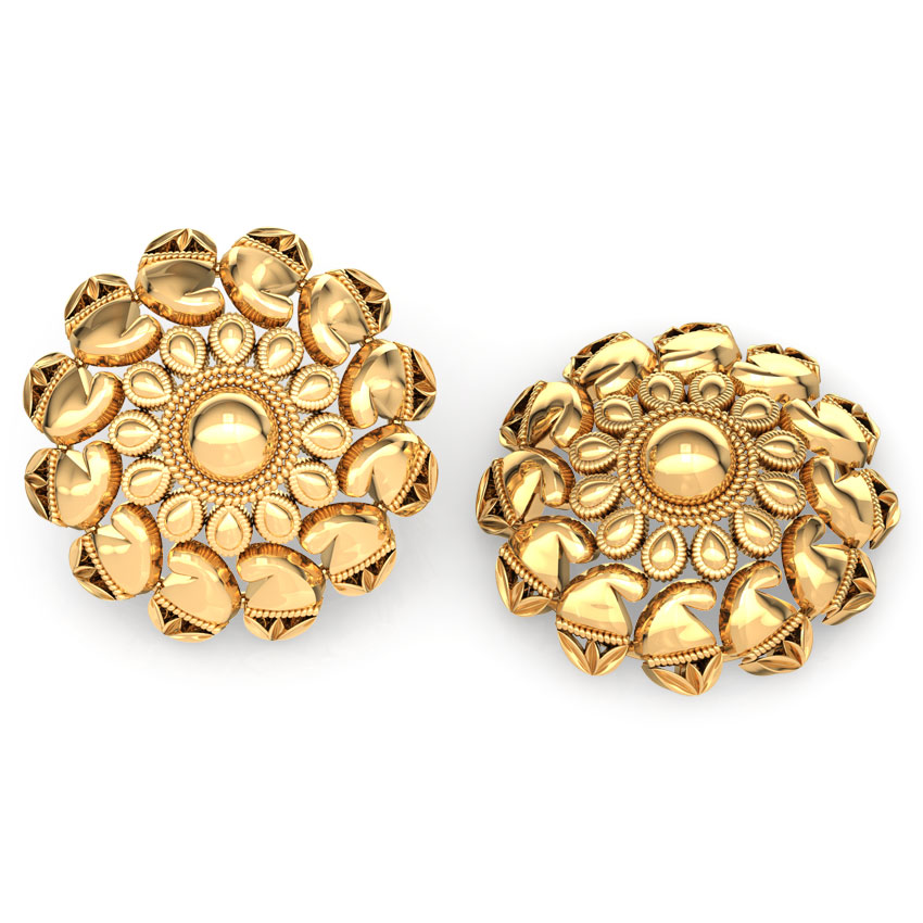 Cluster and Paisley Gold Stud Earrings
