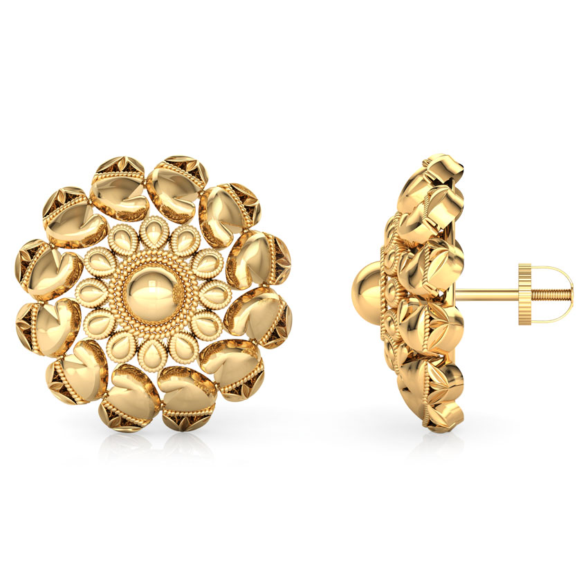 Cluster and Paisley Gold Stud Earrings