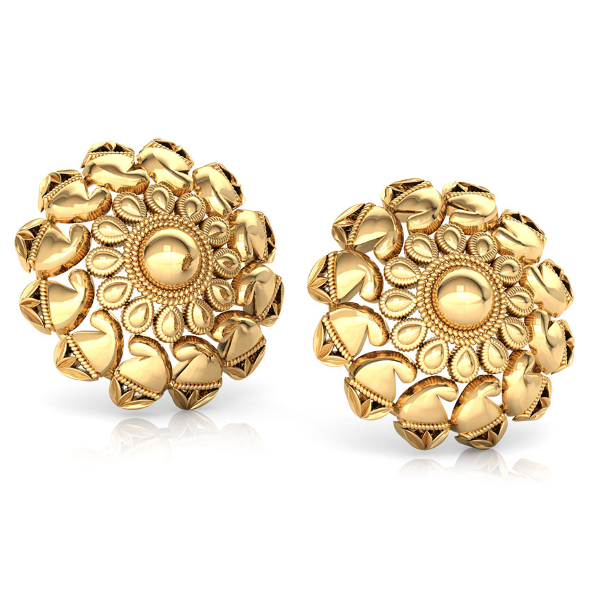 Cluster and Paisley Gold Stud Earrings