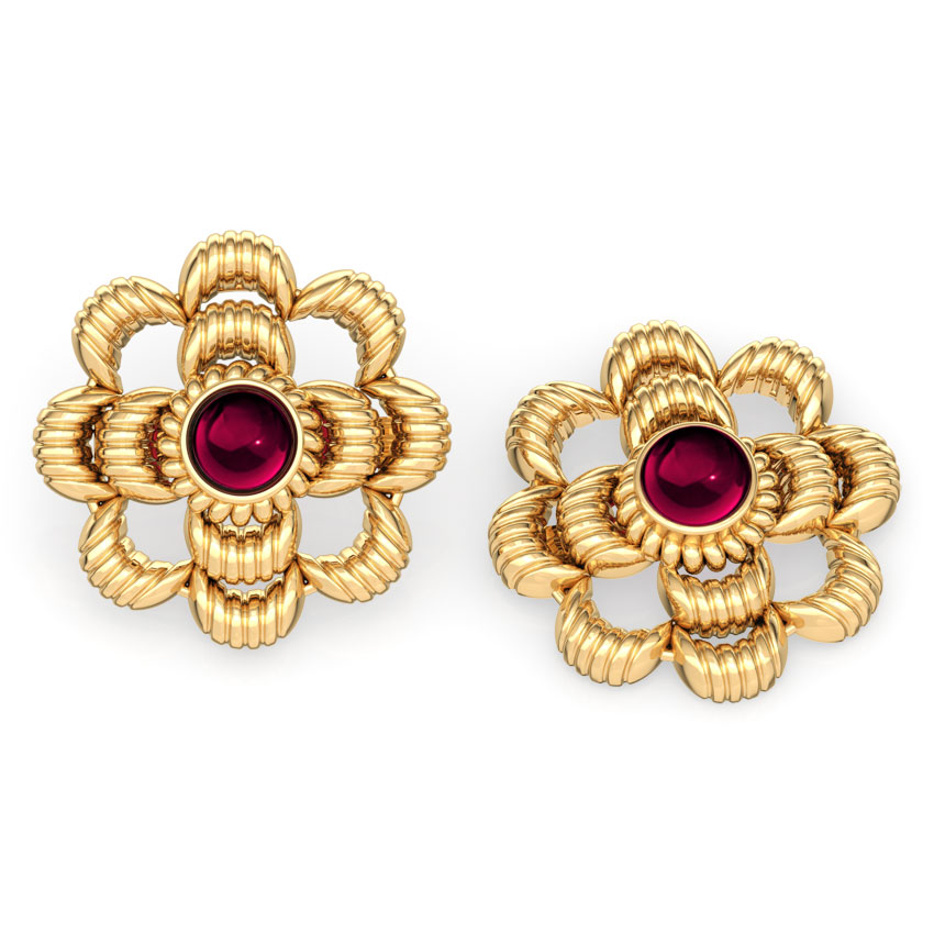 Crimp Floret Gold Stud Earrings