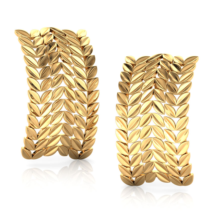 Petal Rows Gold Stud Earrings