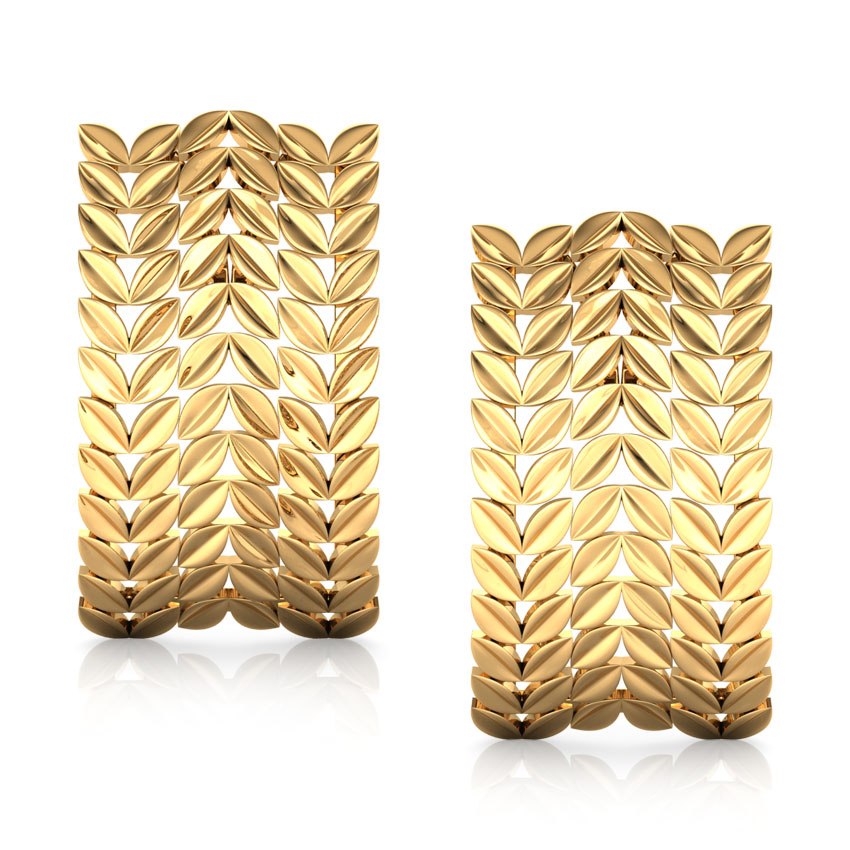 Petal Rows Gold Stud Earrings