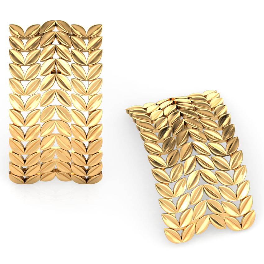 Petal Rows Gold Stud Earrings