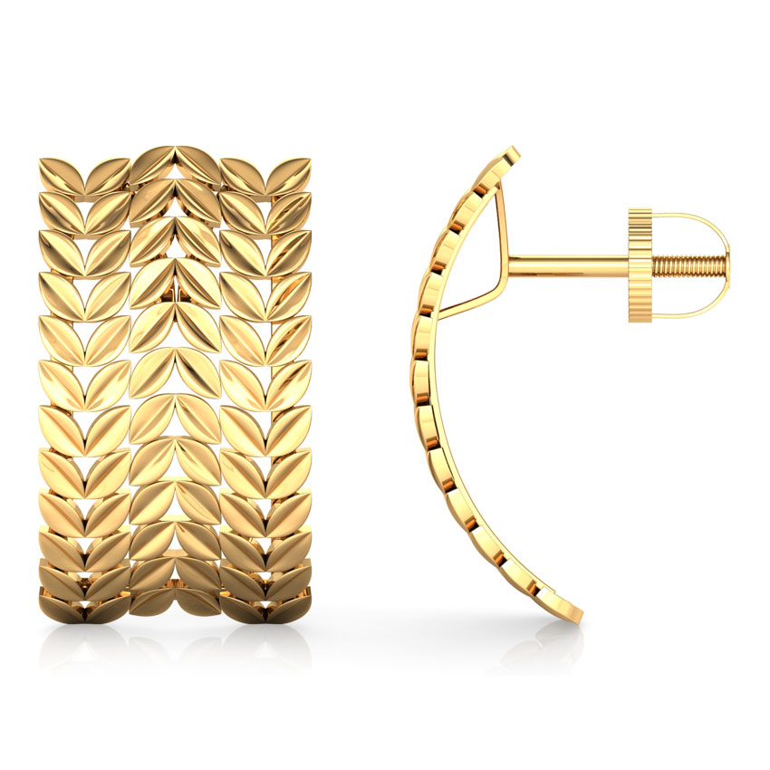 Petal Rows Gold Stud Earrings