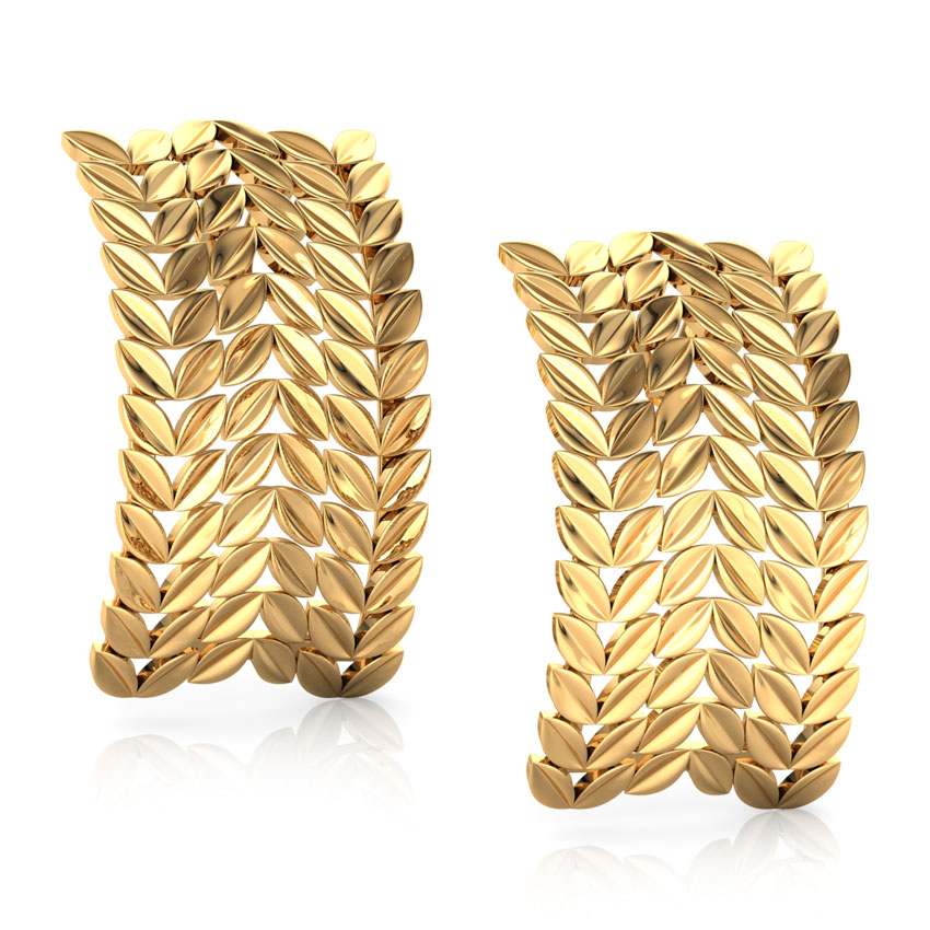 Petal Rows Gold Stud Earrings