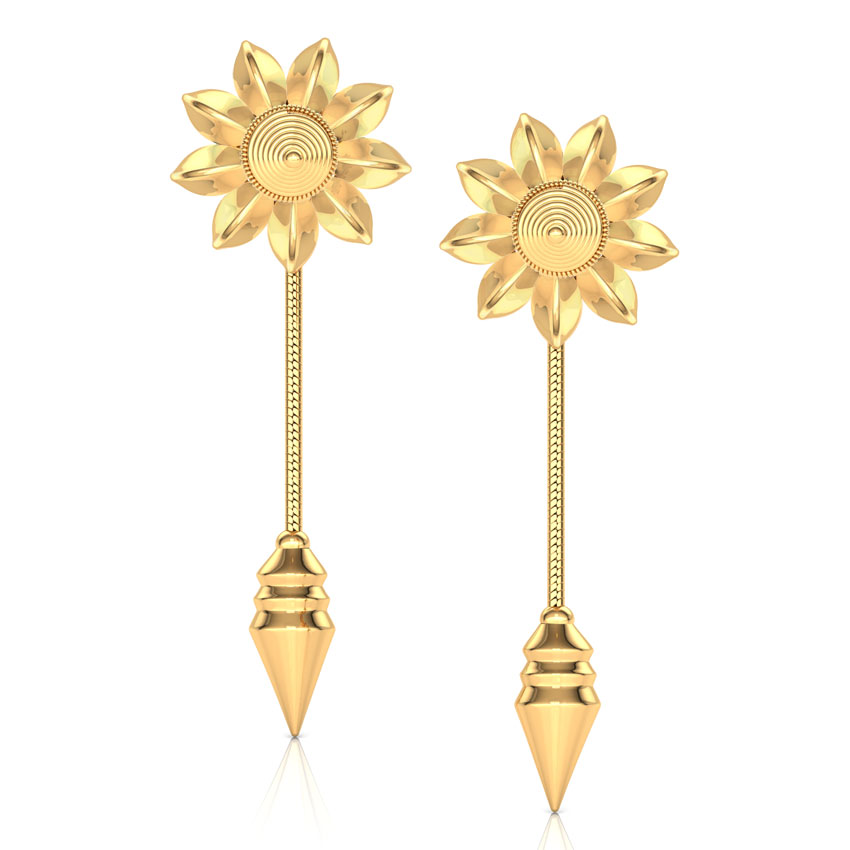 Edged Cone Gold Drop Earrings