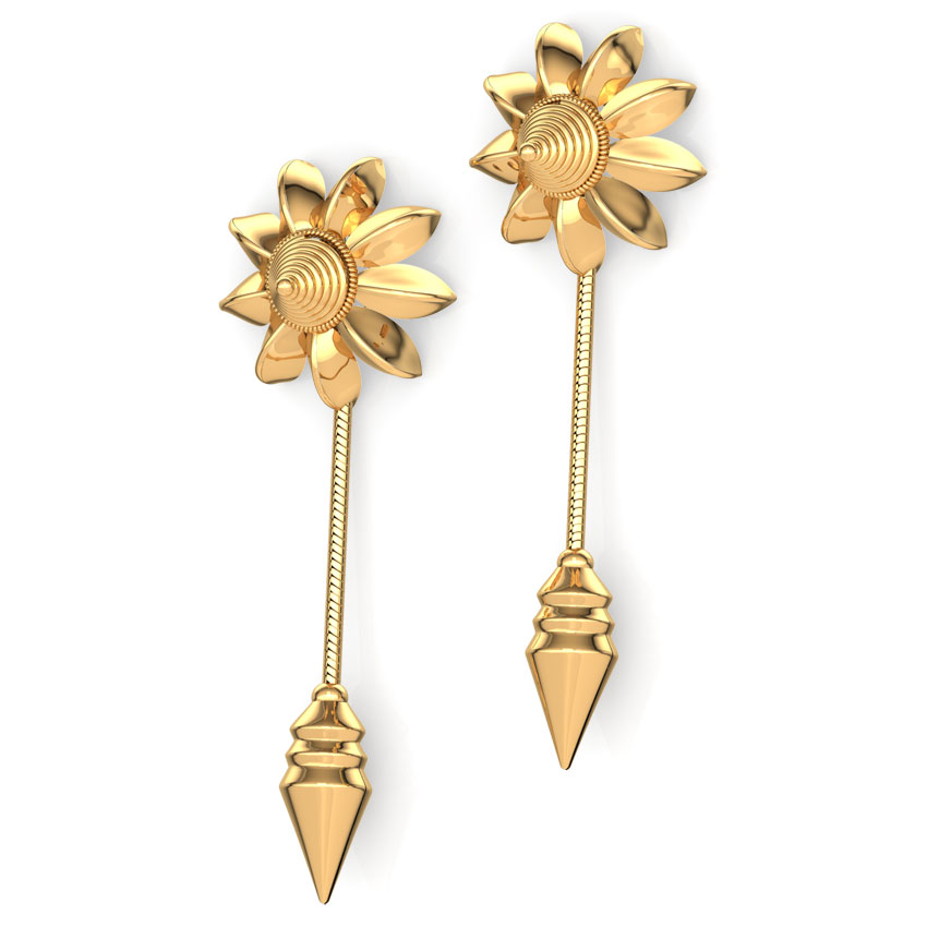 Edged Cone Gold Drop Earrings