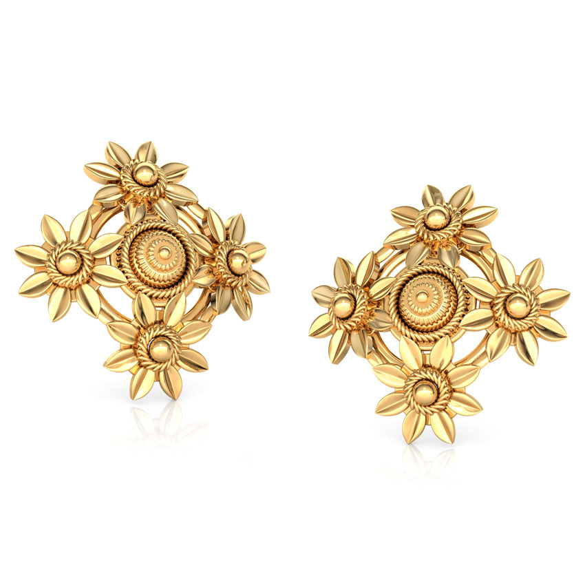 Quad Floret Gold Stud Earrings Quad Floret Gold Stud Earrings