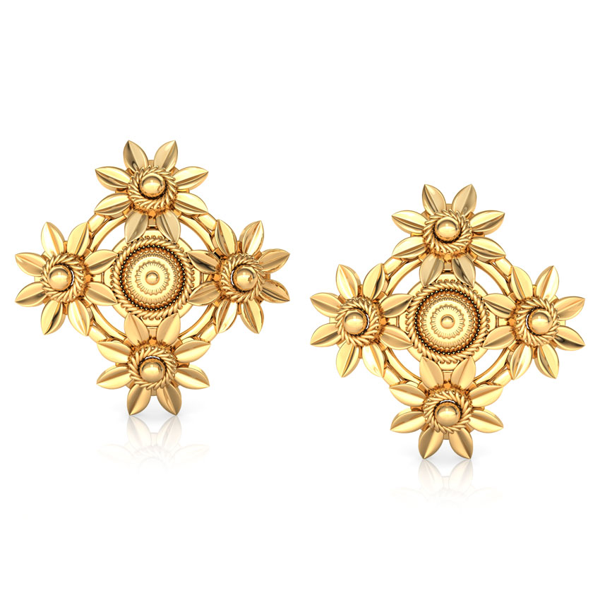 Quad Floret Gold Stud Earrings Quad Floret Gold Stud Earrings
