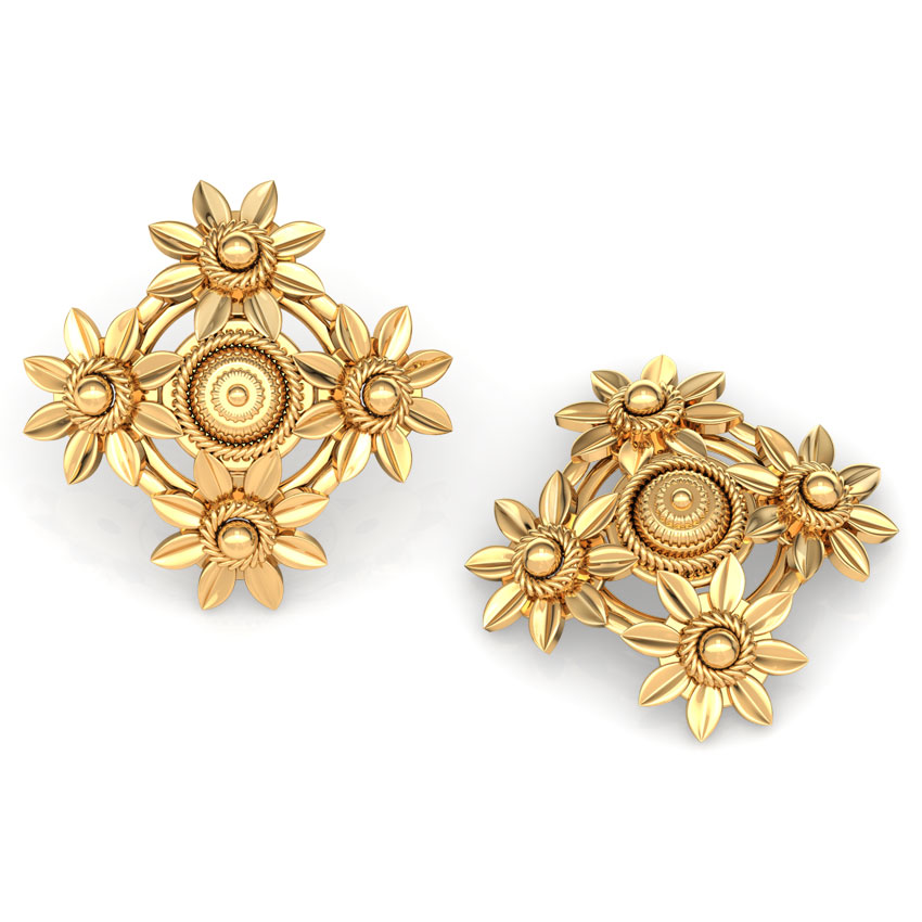 Quad Floret Gold Stud Earrings Quad Floret Gold Stud Earrings