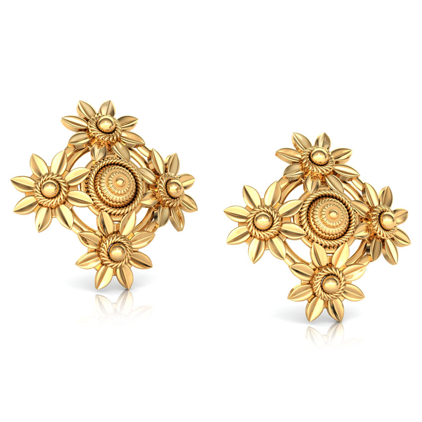 Quad Floret Gold Stud Earrings Quad Floret Gold Stud Earrings