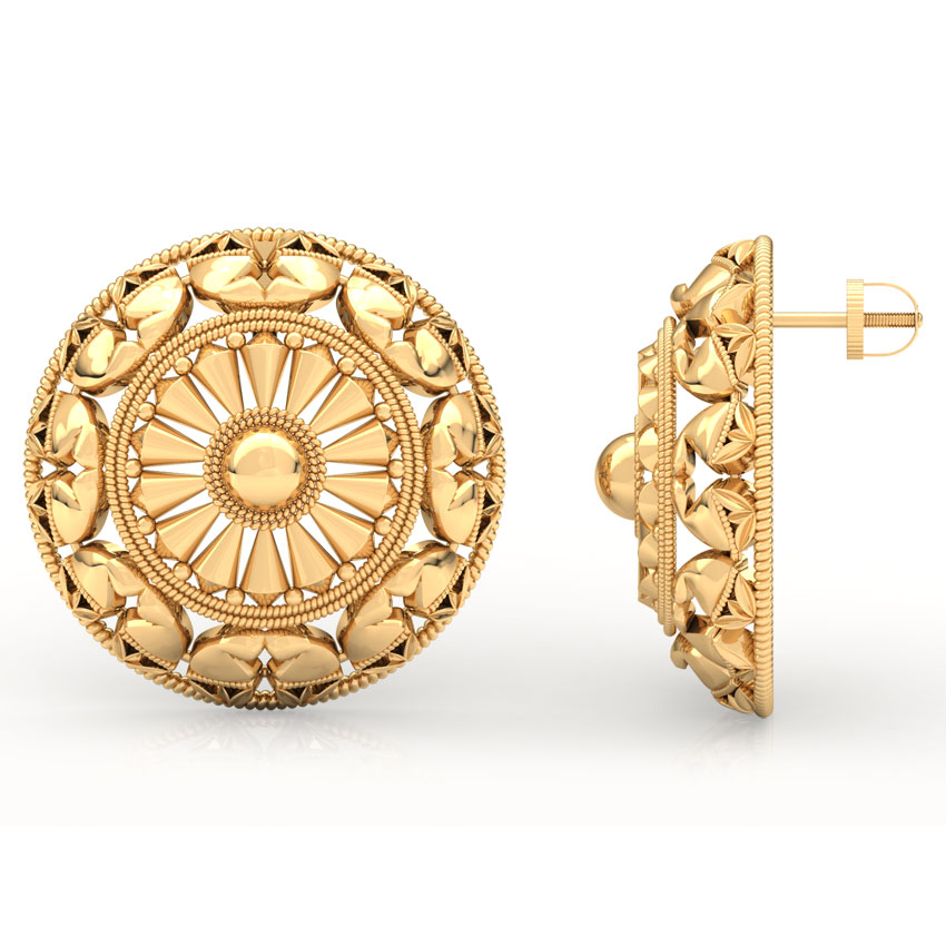 Paisley Halo Gold Stud Earrings