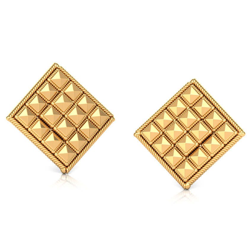 Faceted Square Gold Stud Earrings Faceted Square Gold Stud Earrings