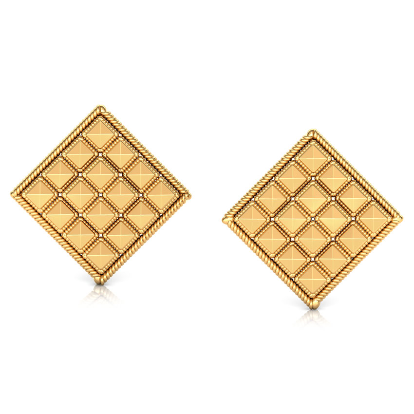 Faceted Square Gold Stud Earrings Faceted Square Gold Stud Earrings