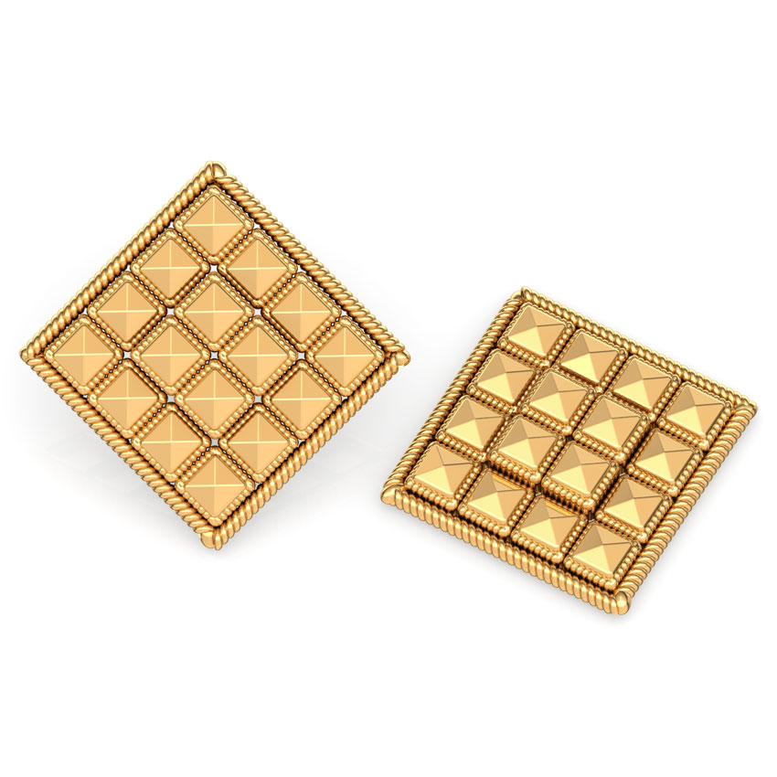 Faceted Square Gold Stud Earrings Faceted Square Gold Stud Earrings