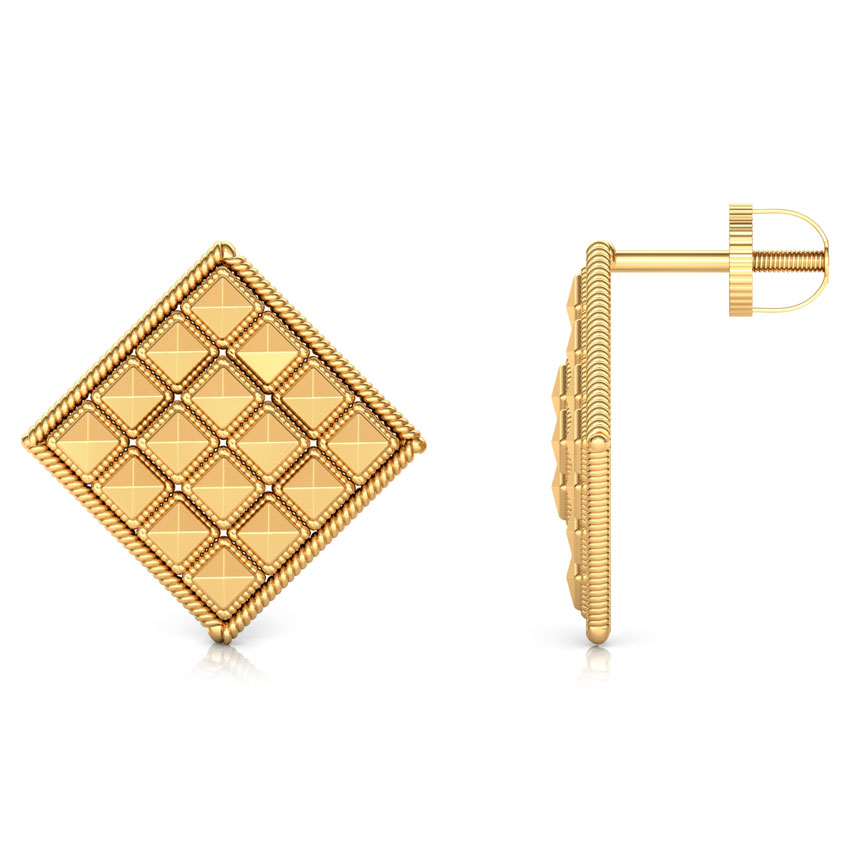 Faceted Square Gold Stud Earrings Faceted Square Gold Stud Earrings