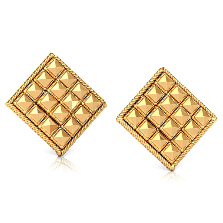 Faceted Square Gold Stud Earrings Faceted Square Gold Stud Earrings