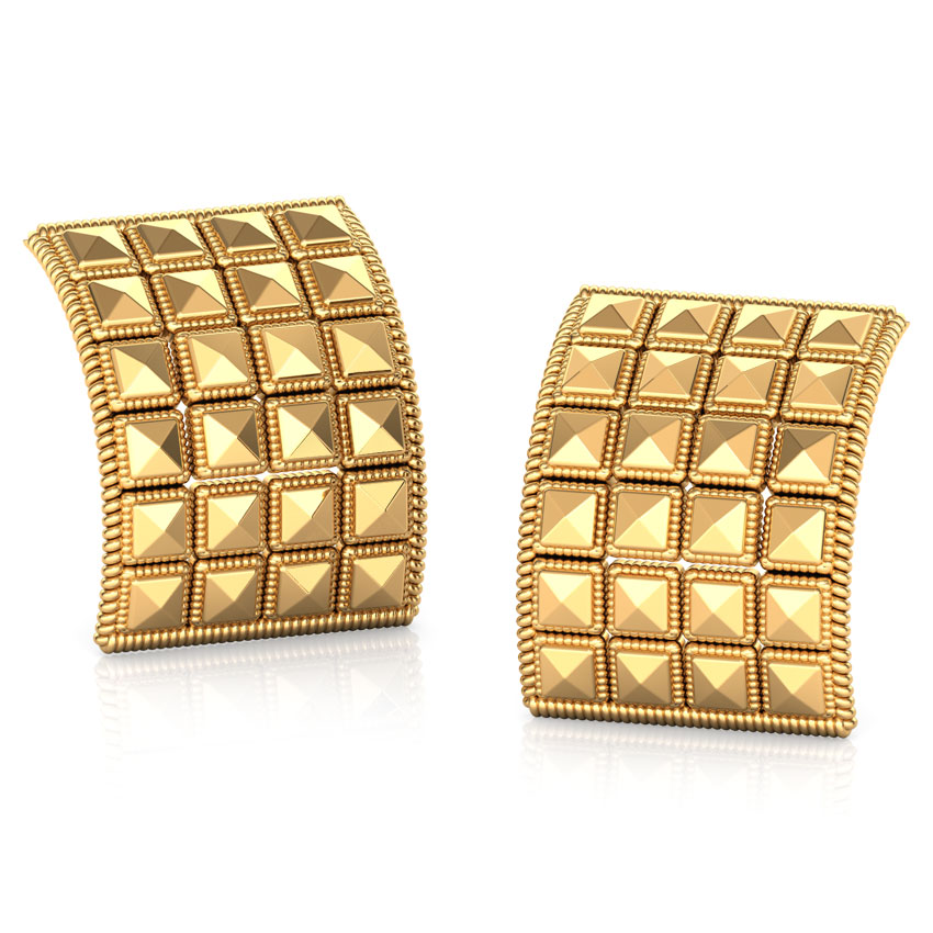 Edgy Square Gold Stud Earrings