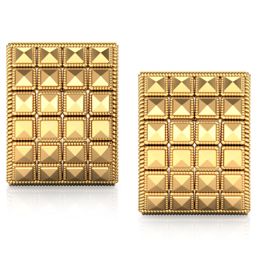 Edgy Square Gold Stud Earrings