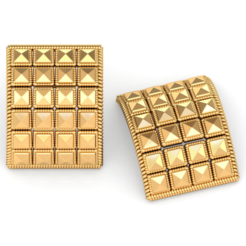 Edgy Square Gold Stud Earrings